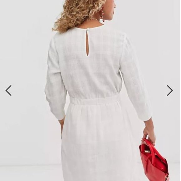 Asos White Elastic Waist Mini Dress - Picture 2 of 2